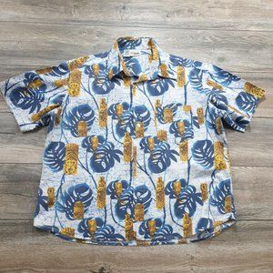 Stitch Men XL Short Sleeve Shirt Hawaiian Tiki Totem Casual Vacation Pool Party